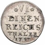 ⅙ Thaler - Adalbert II of Walderdorff, Germany, 1757 reverse image