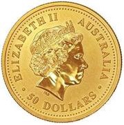 50 Dollars - Elizabeth II 4th Portrait - Year of the Dog - Gold Bullion Coin obverse image