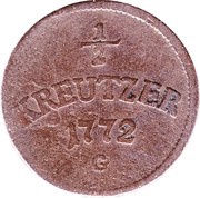 ½ Kreutzer - Joseph Wenzel, Germany, 1772 reverse image
