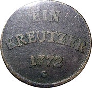 1 Kreuzer - Joseph Wenzel, Germany, 1772-1773 reverse image