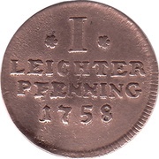 1 Leichter Pfennig, Germany, 1749-1758 reverse image