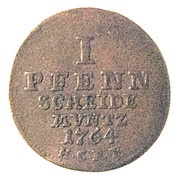 1 Pfennig, Germany, 1763-1764 reverse image