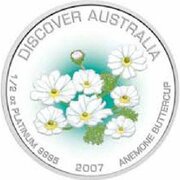 50 Dollars - Elizabeth II 4th Portrait - Anemone Buttercup - Platinum Proof, Australia, 2007 reverse image