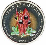 50 Dollars - Elizabeth II 4th Portrait - Sturt’s Desert Pea - Platinum Bullion Coin, Australia, 2007 reverse image