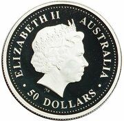 50 Dollars - Elizabeth II 4th Portrait - Tasmanian Bluegum - Platinum Bullion Coin obverse image