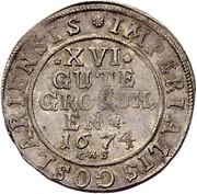 16 Gute Groschen, Germany, 1674-1675 reverse image
