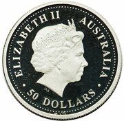 50 Dollars - Elizabeth II 4th Portrait - Waratah - Platinum Bullion Coin obverse image