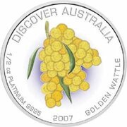 50 Dollars - Elizabeth II 4th Portrait - Golden Wattle - Platinum Proof, Australia, 2007 reverse image
