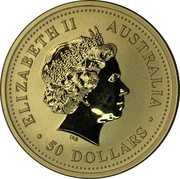50 Dollars - Elizabeth II 4th Portrait - Lunar Year of the Pig - Gold Bullion Coin obverse image