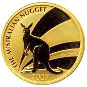 50 Dollars - Elizabeth II 4th Portrait - Kangaroo - Gold Bullion Coin, Australia, 2007 reverse image