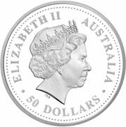 50 Dollars - Elizabeth II 4th Portrait - Black-Anther Flax-Lily - Platinum Proof obverse image