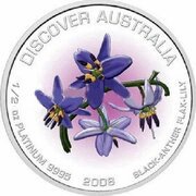 50 Dollars - Elizabeth II 4th Portrait - Black-Anther Flax-Lily - Platinum Proof, Australia, 2008 reverse image
