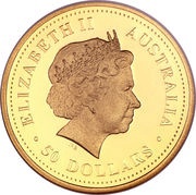 50 Dollars - Elizabeth II 4th Portrait - Dolphins - Gold Bullion Coin obverse image