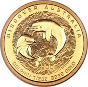 50 Dollars - Elizabeth II 4th Portrait - Dolphins - Gold Bullion Coin, Australia, 2008 reverse image