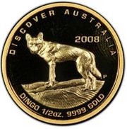 50 Dollars - Elizabeth II 4th Portrait - Dingo - Gold Bullion Coin, Australia, 2008 reverse image