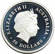 50 Dollars - Elizabeth II 4th Portrait - Red Flowered Kurrajong - Platinum Proof obverse image