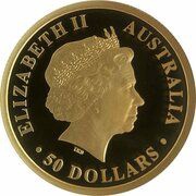 50 Dollars - Elizabeth II 4th Portrait - Kangaroo - Gold Bullion Coin obverse image