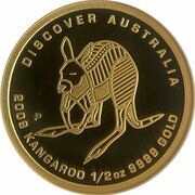 50 Dollars - Elizabeth II 4th Portrait - Kangaroo - Gold Bullion Coin, Australia, 2009 reverse image