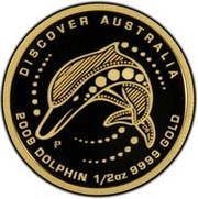 50 Dollars - Elizabeth II 4th Portrait - Dolphin - Gold Bullion Coin, Australia, 2009 reverse image