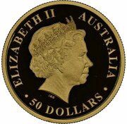 50 Dollars - Elizabeth II 4th Portrait - Brolga - Gold Bullion Coin obverse image