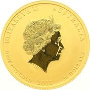 50 Dollars - Elizabeth II 4th Portrait - Year of the Rabbit - Gold Bullion Coin obverse image