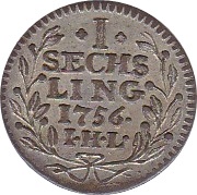 1 Sechsling, Germany, 1726-1764 reverse image