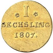 1 Sechsling Gold pattern, Germany, 1807-1836 reverse image