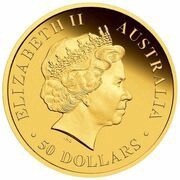 50 Dollars - Elizabeth II 4th Portrait - Emu; Gold Bullion Coin obverse image