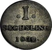 1 Sechsling, Germany, 1832 reverse image