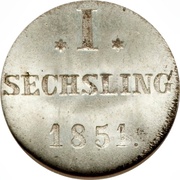 1 Sechsling, Germany, 1851 reverse image