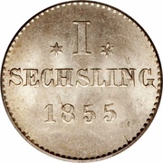 1 Sechsling, Germany, 1855 reverse image