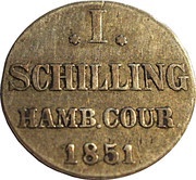 1 Schilling, Germany, 1851 reverse image