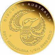 50 Dollars - Elizabeth II 4th Portrait - Kookaburra; Gold Bullion Coin, Australia, 2011 reverse image