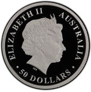 50 Dollars - Elizabeth II 4th Portrait - Great White Shark; Platinum Bullion Coin obverse image