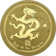 50 Dollars - Elizabeth II 4th Portrait - Year of the Dragon - Gold Bullion Coin, Australia, 2012 reverse image