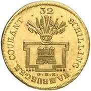 32 Schilling Gold pattern strike obverse image