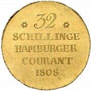 32 Schillinge Courant Gold pattern strike, Germany, 1808 reverse image
