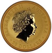 50 Dollars - Elizabeth II 4th Portrait - Australian Kangaroo - Gold Bullion Coin obverse image