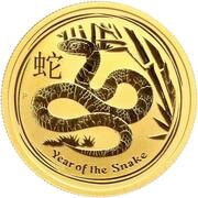 50 Dollars - Elizabeth II 4th Portrait - Year of the Snake - Gold Bullion Coin, Australia, 2013 reverse image