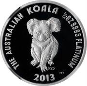 50 Dollars - Elizabeth II 4th Portrait - Koala - Platinum, Australia, 2013 reverse image