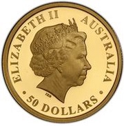 50 Dollars - Elizabeth II 4th Portrait - Kangaroo - Gold Bullion Coin obverse image