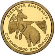 50 Dollars - Elizabeth II 4th Portrait - Kangaroo - Gold Bullion Coin, Australia, 2013 reverse image