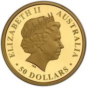 50 Dollars - Elizabeth II 4th Portrait - Australian Kookaburra - Gold Bullion Coin obverse image