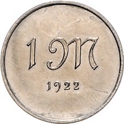 1 Mark Pattern, Germany, 1922 reverse image
