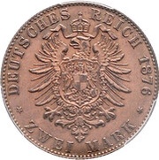 2 Mark, Germany, 1876 reverse image