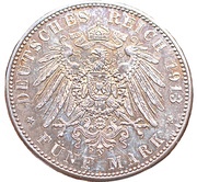 5 Mark Pattern strike, Germany, 1913 reverse image