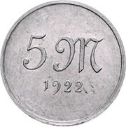 5 Mark Pattern, Germany, 1922 reverse image