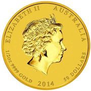 50 Dollars - Elizabeth II 4th Portrait - Year of the Horse - Gold Bullion Coin obverse image