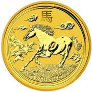 50 Dollars - Elizabeth II 4th Portrait - Year of the Horse - Gold Bullion Coin, Australia, 2014 reverse image