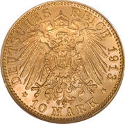 10 Mark, Germany, 1890-1913 reverse image